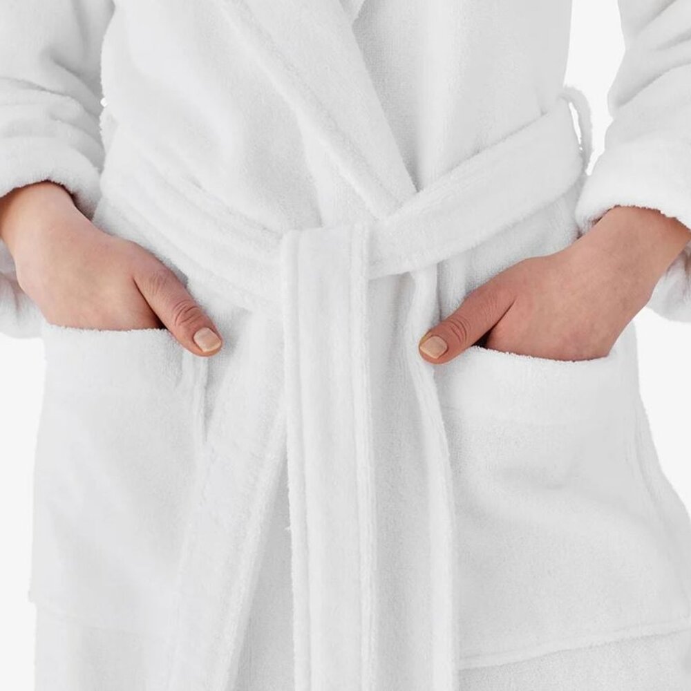 Women's Long Robe - White, M - Picture 4 of 5
